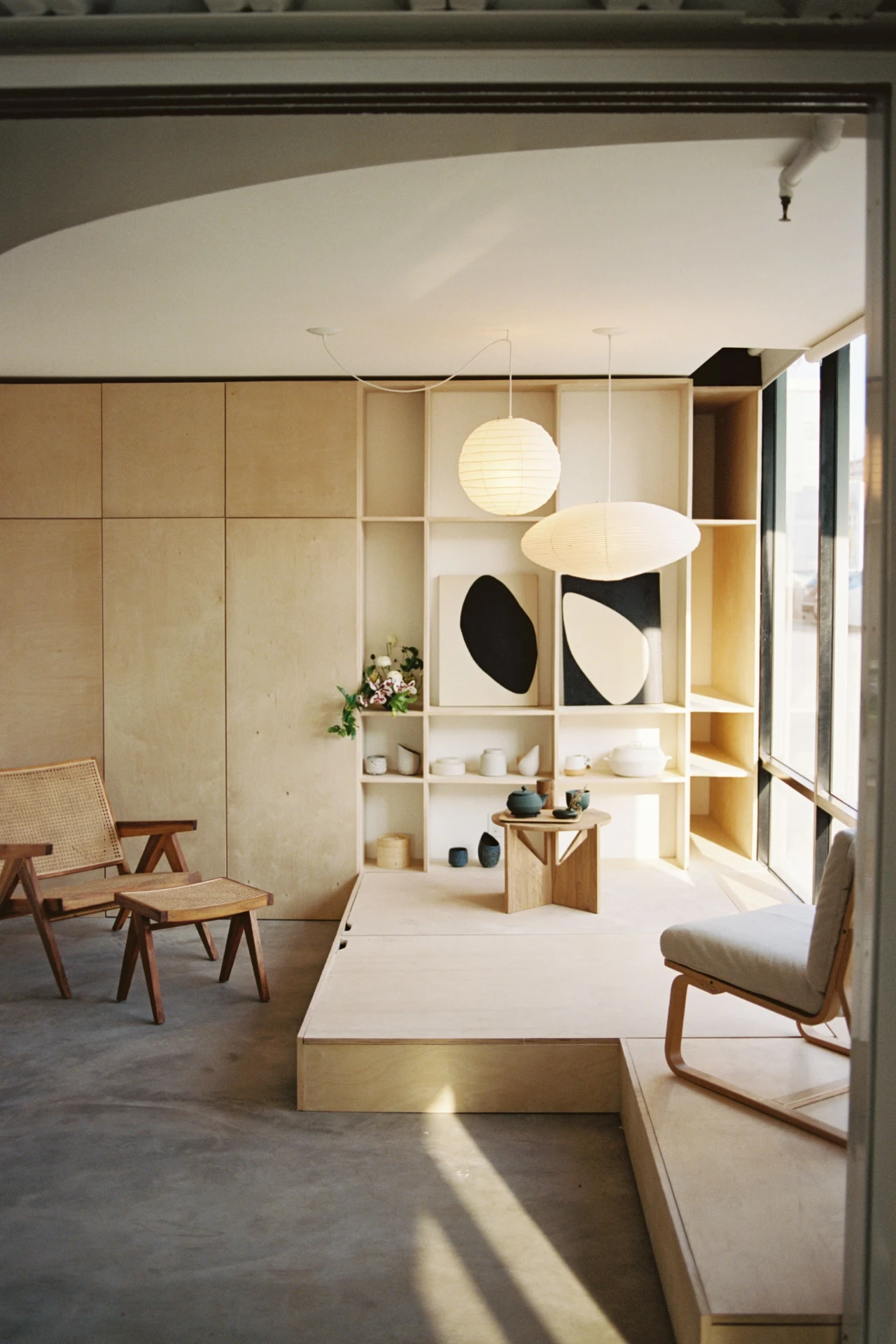 Slow Living interior — plywood tea room