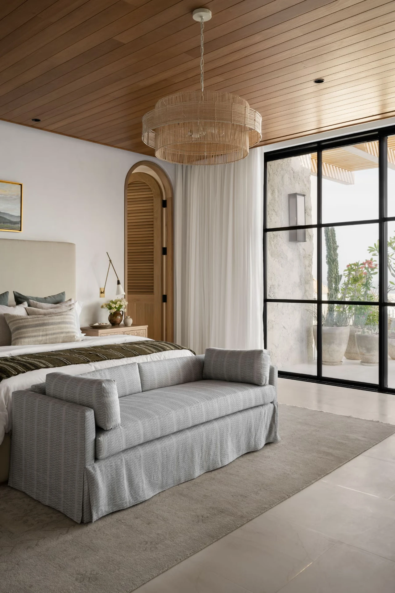 Coastal interior — airy timber bedroom